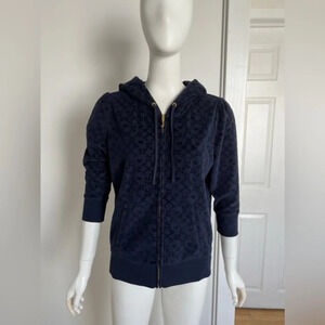 Juicy Couture Full Zip Track Jacket With Hood Womens Size Large L- Blue